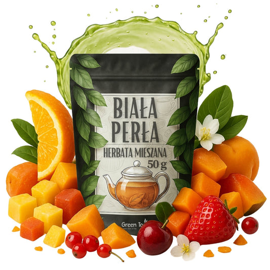 Biała Perła 50 g herbata premium z papają, porzeczką i nutą pomarańczy