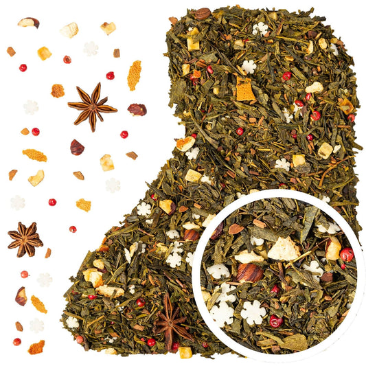 Świąteczna Iskra 50 g herbata zielona sencha z cynamonem i orzechem