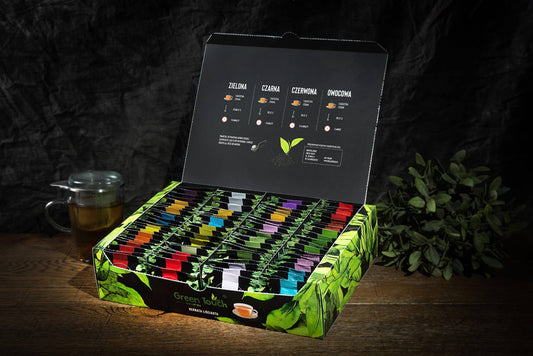 Zestaw herbat 100 sztuk Green Touch w pudełku, ekspozytorze